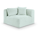 Meridian Shaggy Mint Corduroy Performance Fabric Corner Chair IMAGE 1