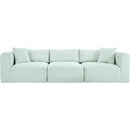  Manufacturer Color_Mint -- Shaggy 109" Mint Corduroy Performance Fabric Upholstered 3 pc Modular Sofa IMAGE 3