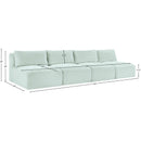  Manufacturer Color_Mint -- Shaggy 124" Mint Corduroy Performance Fabric Upholstered 4 pc Armless Modular Sofa IMAGE 10