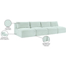 Manufacturer Color_Mint -- Shaggy 124" Mint Corduroy Performance Fabric Upholstered 4 pc Armless Modular Sofa IMAGE 11