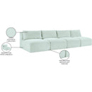 Meridian Shaggy Mint Corduroy Performance Fabric Modular Sofa IMAGE 11