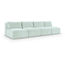 Meridian Shaggy Mint Corduroy Performance Fabric Modular Sofa IMAGE 1