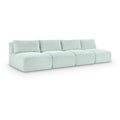  Manufacturer Color_Mint -- Shaggy 124" Mint Corduroy Performance Fabric Upholstered 4 pc Armless Modular Sofa IMAGE 1