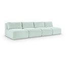  Manufacturer Color_Mint -- Shaggy 124" Mint Corduroy Performance Fabric Upholstered 4 pc Armless Modular Sofa IMAGE 1