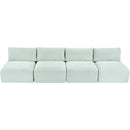  Manufacturer Color_Mint -- Shaggy 124" Mint Corduroy Performance Fabric Upholstered 4 pc Armless Modular Sofa IMAGE 6
