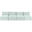 Meridian Shaggy Mint Corduroy Performance Fabric Modular Sofa IMAGE 6