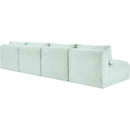  Manufacturer Color_Mint -- Shaggy 124" Mint Corduroy Performance Fabric Upholstered 4 pc Armless Modular Sofa IMAGE 7
