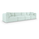 Meridian Shaggy Mint Corduroy Performance Fabric Modular Sofa IMAGE 1