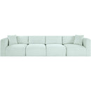  Manufacturer Color_Mint -- Shaggy 140" Mint Corduroy Performance Fabric Upholstered 4 pc Modular Sofa IMAGE 3