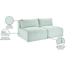  Manufacturer Color_Mint -- Shaggy 62" Mint Corduroy Performance Fabric Upholstered 2 pc Armless Modular Loveseat IMAGE 10