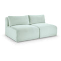  Manufacturer Color_Mint -- Shaggy 62" Mint Corduroy Performance Fabric Upholstered 2 pc Armless Modular Loveseat IMAGE 1