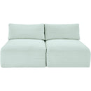  Manufacturer Color_Mint -- Shaggy 62" Mint Corduroy Performance Fabric Upholstered 2 pc Armless Modular Loveseat IMAGE 3