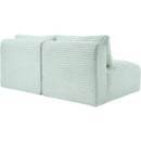  Manufacturer Color_Mint -- Shaggy 62" Mint Corduroy Performance Fabric Upholstered 2 pc Armless Modular Loveseat IMAGE 7