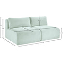  Manufacturer Color_Mint -- Shaggy 62" Mint Corduroy Performance Fabric Upholstered 2 pc Armless Modular Loveseat IMAGE 9