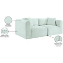  Manufacturer Color_Mint -- Shaggy 78" Mint Corduroy Performance Fabric Upholstered 2 pc Modular Loveseat IMAGE 10