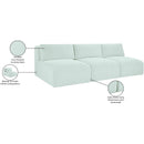  Manufacturer Color_Mint -- Shaggy 93" Mint Corduroy Performance Fabric Upholstered 3 pc Armless Modular Sofa IMAGE 11