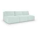  Manufacturer Color_Mint -- Shaggy 93" Mint Corduroy Performance Fabric Upholstered 3 pc Armless Modular Sofa IMAGE 1