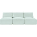  Manufacturer Color_Mint -- Shaggy 93" Mint Corduroy Performance Fabric Upholstered 3 pc Armless Modular Sofa IMAGE 3