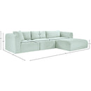  Manufacturer Color_Mint -- Shaggy 114" Mint Corduroy Performance Fabric Upholstered 3 pc Modular Sectional IMAGE 12