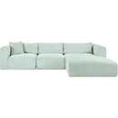  Manufacturer Color_Mint -- Shaggy 114" Mint Corduroy Performance Fabric Upholstered 3 pc Modular Sectional IMAGE 3