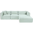  Manufacturer Color_Mint -- Shaggy 114" Mint Corduroy Performance Fabric Upholstered 3 pc Modular Sectional IMAGE 6