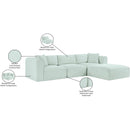  Manufacturer Color_Mint -- Shaggy 109" Mint Corduroy Performance Fabric Upholstered 4 pc Modular Sectional IMAGE 13