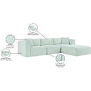 Meridian Shaggy Mint Corduroy Performance Fabric Modular Sectional IMAGE 13