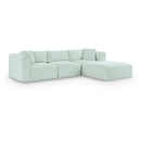  Manufacturer Color_Mint -- Shaggy 109" Mint Corduroy Performance Fabric Upholstered 4 pc Modular Sectional IMAGE 1