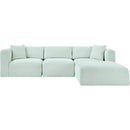  Manufacturer Color_Mint -- Shaggy 109" Mint Corduroy Performance Fabric Upholstered 4 pc Modular Sectional IMAGE 3