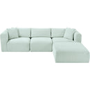  Manufacturer Color_Mint -- Shaggy 109" Mint Corduroy Performance Fabric Upholstered 4 pc Modular Sectional IMAGE 6