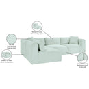  Manufacturer Color_Mint -- Shaggy 109" Mint Corduroy Performance Fabric Upholstered 4 pc Modular Sectional IMAGE 13