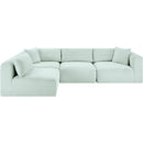  Manufacturer Color_Mint -- Shaggy 109" Mint Corduroy Performance Fabric Upholstered 4 pc Modular Sectional IMAGE 3