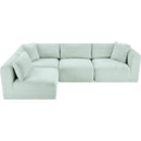  Manufacturer Color_Mint -- Shaggy 109" Mint Corduroy Performance Fabric Upholstered 4 pc Modular Sectional IMAGE 6