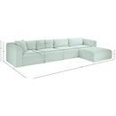  Manufacturer Color_Mint -- Shaggy 145" Mint Corduroy Performance Fabric Upholstered 4 pc Modular Sectional IMAGE 12