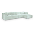  Manufacturer Color_Mint -- Shaggy 145" Mint Corduroy Performance Fabric Upholstered 4 pc Modular Sectional IMAGE 1