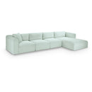  Manufacturer Color_Mint -- Shaggy 145" Mint Corduroy Performance Fabric Upholstered 4 pc Modular Sectional IMAGE 1