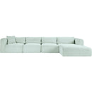  Manufacturer Color_Mint -- Shaggy 145" Mint Corduroy Performance Fabric Upholstered 4 pc Modular Sectional IMAGE 3