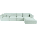  Manufacturer Color_Mint -- Shaggy 145" Mint Corduroy Performance Fabric Upholstered 4 pc Modular Sectional IMAGE 6
