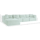  Manufacturer Color_Mint -- Shaggy 140" Mint Corduroy Performance Fabric Upholstered 5 pc Modular Sectional IMAGE 12