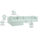  Manufacturer Color_Mint -- Shaggy 140" Mint Corduroy Performance Fabric Upholstered 5 pc Modular Sectional IMAGE 13