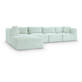  Manufacturer Color_Mint -- Shaggy 140" Mint Corduroy Performance Fabric Upholstered 5 pc Modular Sectional IMAGE 1