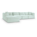  Manufacturer Color_Mint -- Shaggy 140" Mint Corduroy Performance Fabric Upholstered 5 pc Modular Sectional IMAGE 1