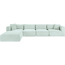  Manufacturer Color_Mint -- Shaggy 140" Mint Corduroy Performance Fabric Upholstered 5 pc Modular Sectional IMAGE 3