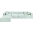  Manufacturer Color_Mint -- Shaggy 140" Mint Corduroy Performance Fabric Upholstered 5 pc Modular Sectional IMAGE 6