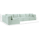  Manufacturer Color_Mint -- Shaggy 140" Mint Corduroy Performance Fabric Upholstered 5 pc Modular Sectional IMAGE 12