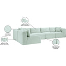  Manufacturer Color_Mint -- Shaggy 140" Mint Corduroy Performance Fabric Upholstered 5 pc Modular Sectional IMAGE 13