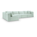  Manufacturer Color_Mint -- Shaggy 140" Mint Corduroy Performance Fabric Upholstered 5 pc Modular Sectional IMAGE 1
