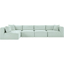  Manufacturer Color_Mint -- Shaggy 140" Mint Corduroy Performance Fabric Upholstered 5 pc Modular Sectional IMAGE 3