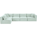  Manufacturer Color_Mint -- Shaggy 140" Mint Corduroy Performance Fabric Upholstered 5 pc Modular Sectional IMAGE 6