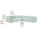  Manufacturer Color_Mint -- Shaggy 109" Mint Corduroy Performance Fabric Upholstered 5 pc Modular Sectional IMAGE 12